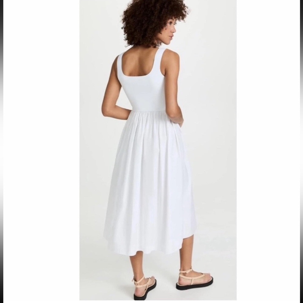 Theory white poplin volume Glossed sun dress. Stunning and pristine. S